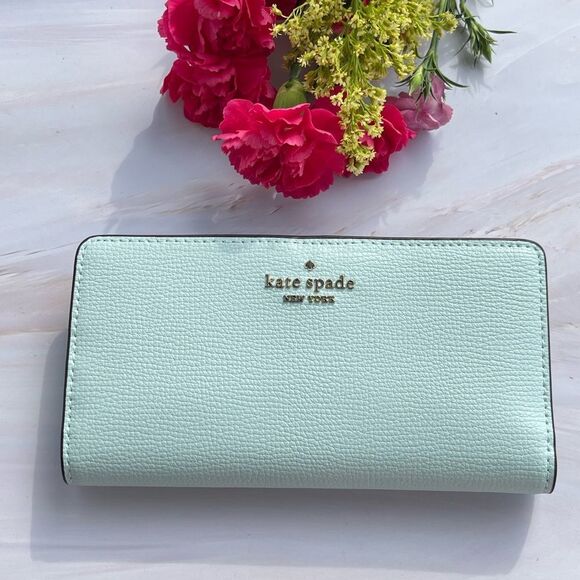 Kate spade Blue glow Cameron slim bifold wallet clutch NEW - Picture 1 of 6
